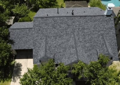 A roof that has been covered with asphalt.